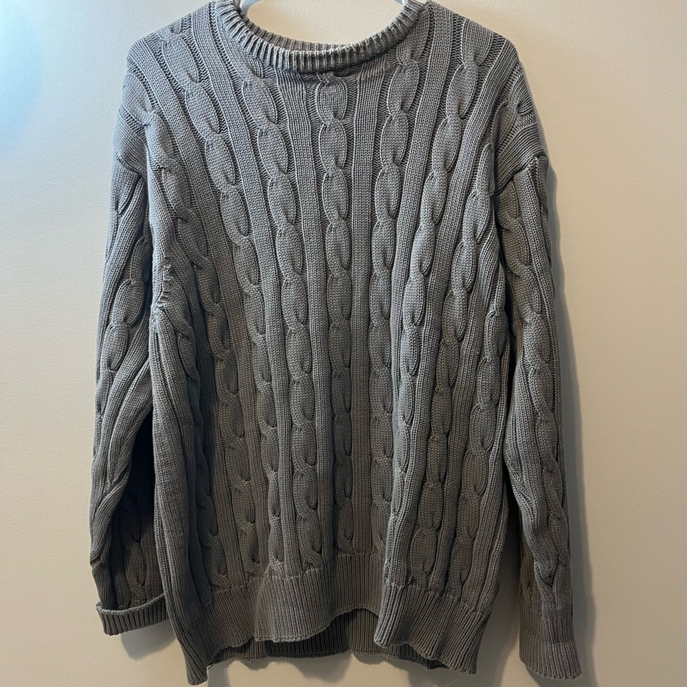 Gray Cable Knit Men's Sweater